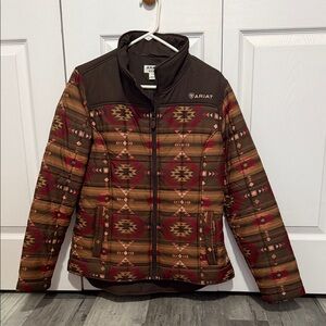 Ariat Crius Insulated Jacket Womens Size Medium Brown Aztec Print Extra Pockets